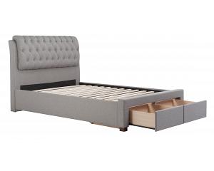 4ft6 Double Valentine Grey fabric upholstered 2 drawer storage bed frame